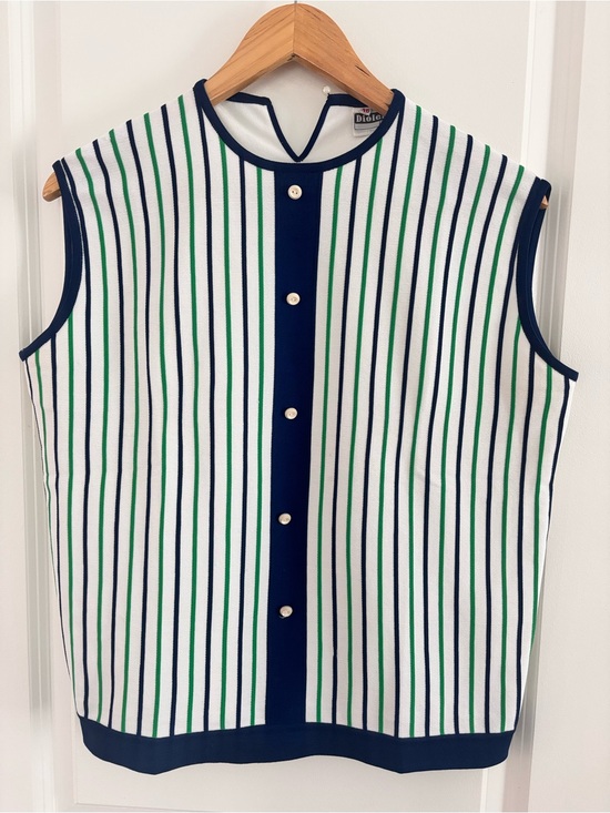 Vintage Tops - 1970s vintage diolen striped sleeveless blouse